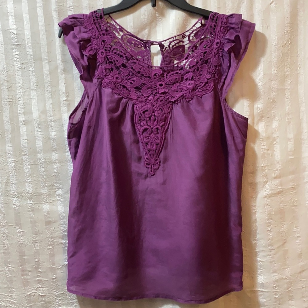Charlotte Russe Laced Top, Size L, Button Back